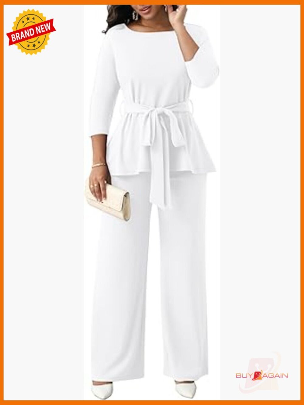2 Piece Peplum Top Flared Pants Set Business Pantsuit